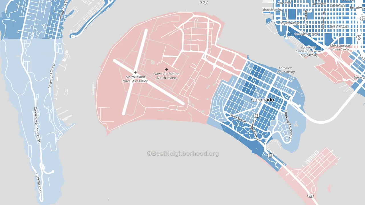 92135, CA block-group political-lean map