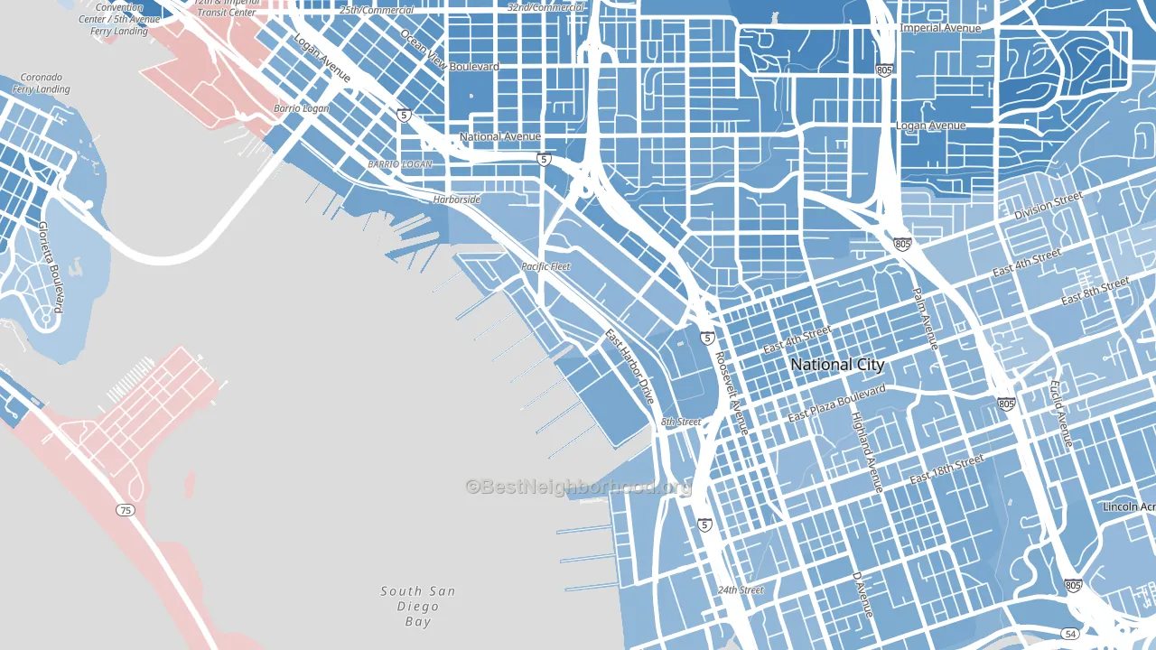 92136, CA block-group political-lean map