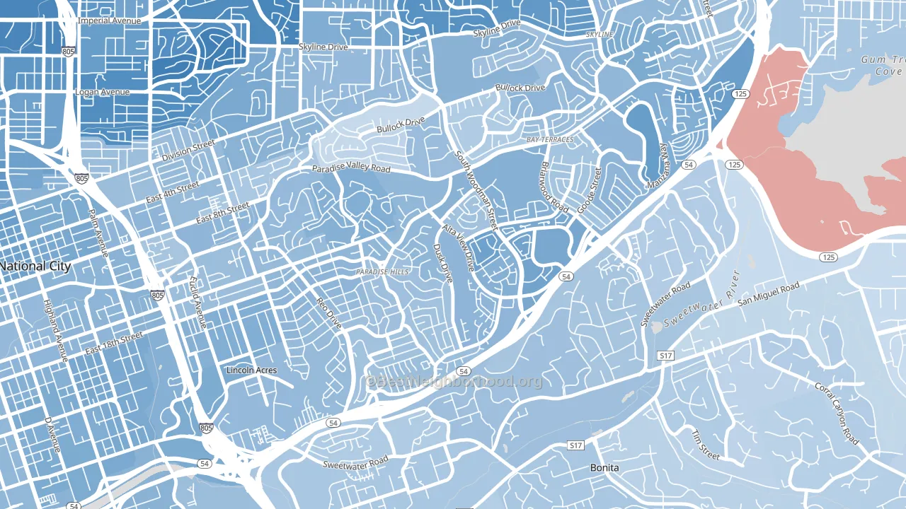92139, CA block-group political-lean map