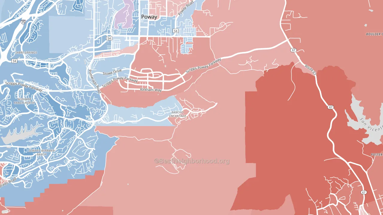 92145, CA block-group political-lean map