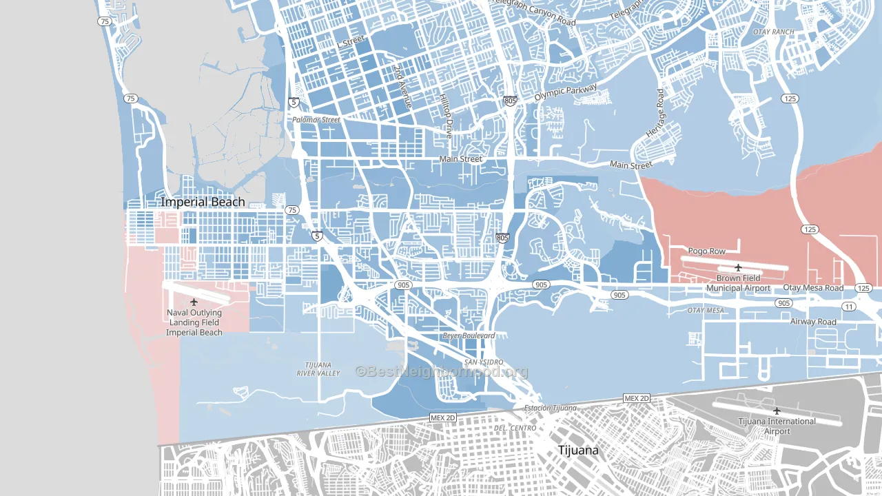 92154, CA block-group political-lean map