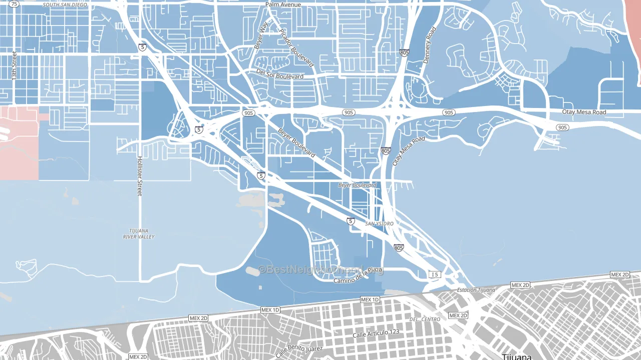 92173, CA block-group political-lean map