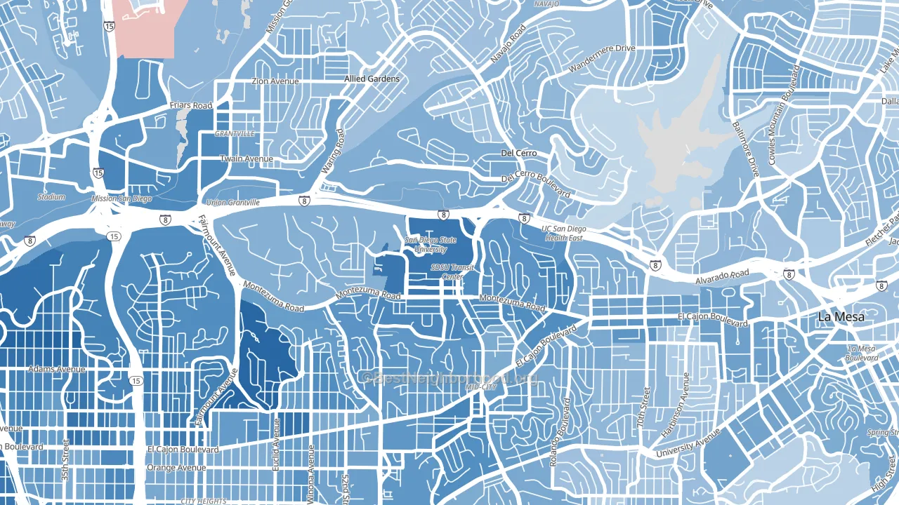 92182, CA block-group political-lean map