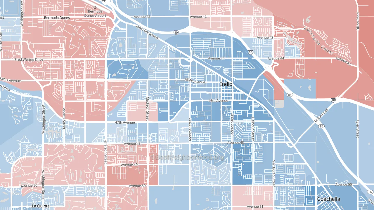 92201, CA block-group political-lean map