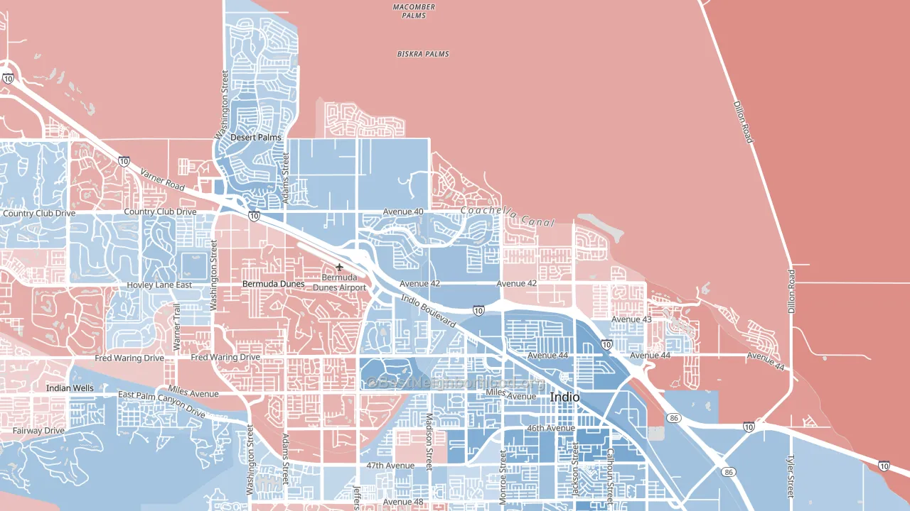 92203, CA block-group political-lean map