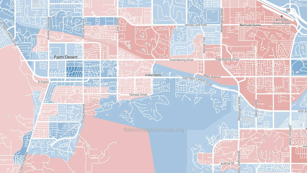 92210, CA block-group political-lean map