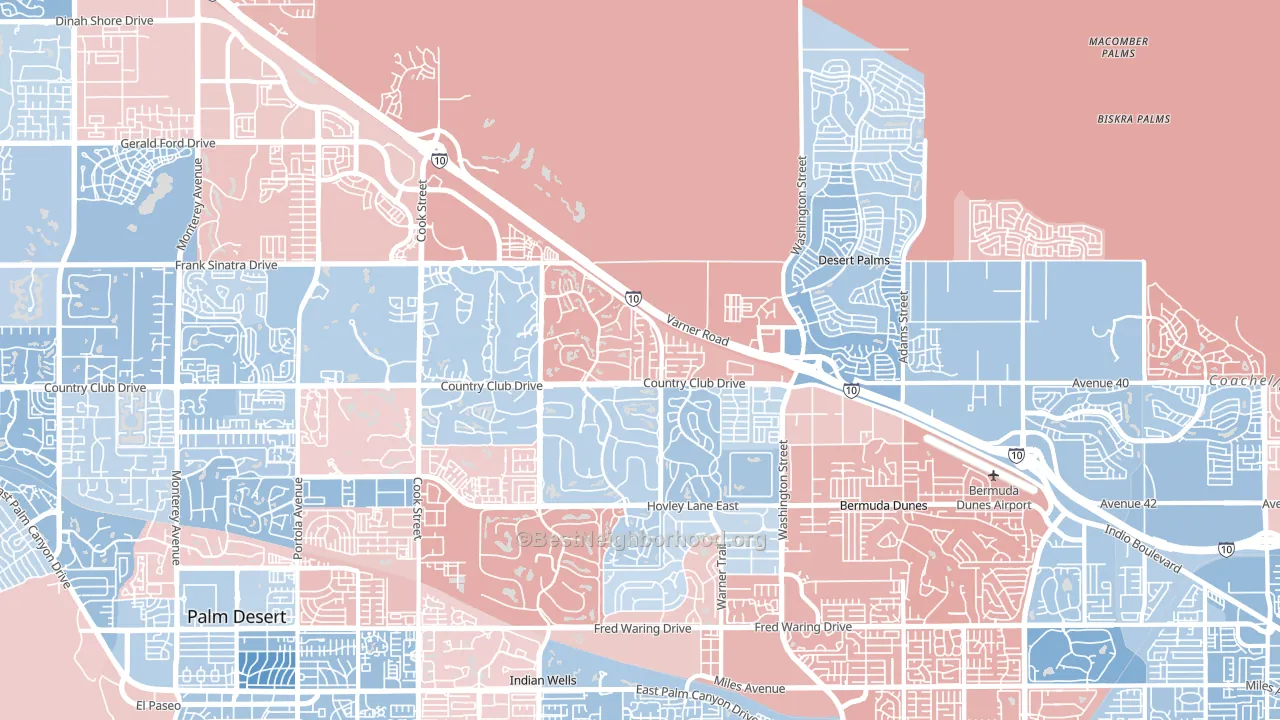 92211, CA block-group political-lean map