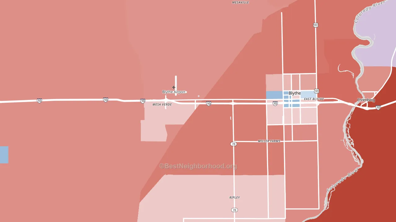 92225, CA block-group political-lean map
