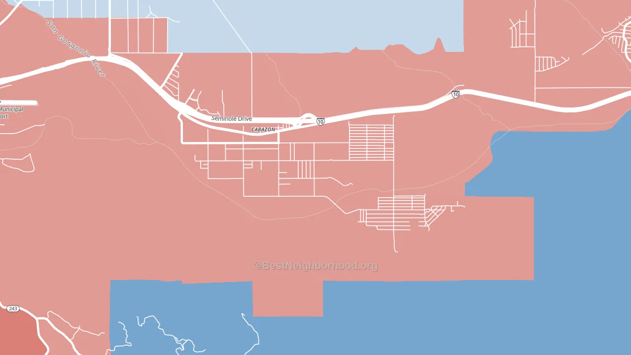 92230, CA block-group political-lean map