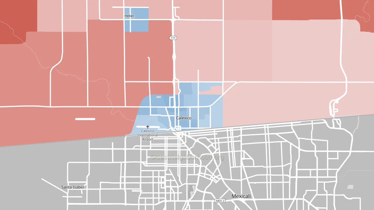 92231, CA block-group political-lean map