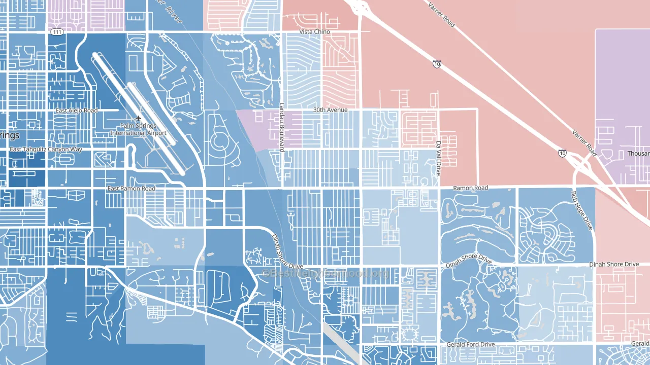 92234, CA block-group political-lean map