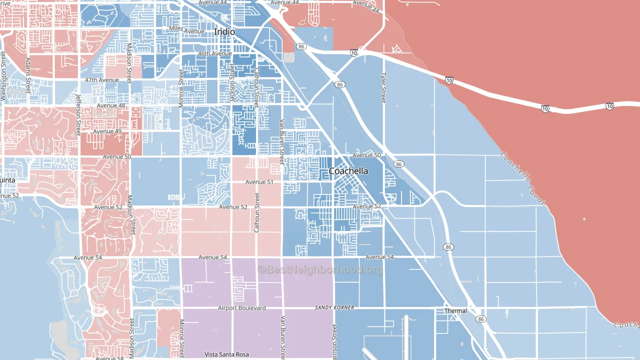 92236, CA block-group political-lean map
