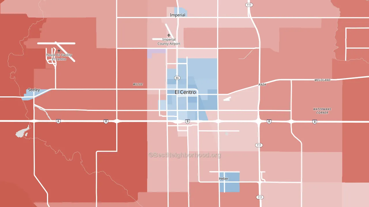92243, CA block-group political-lean map