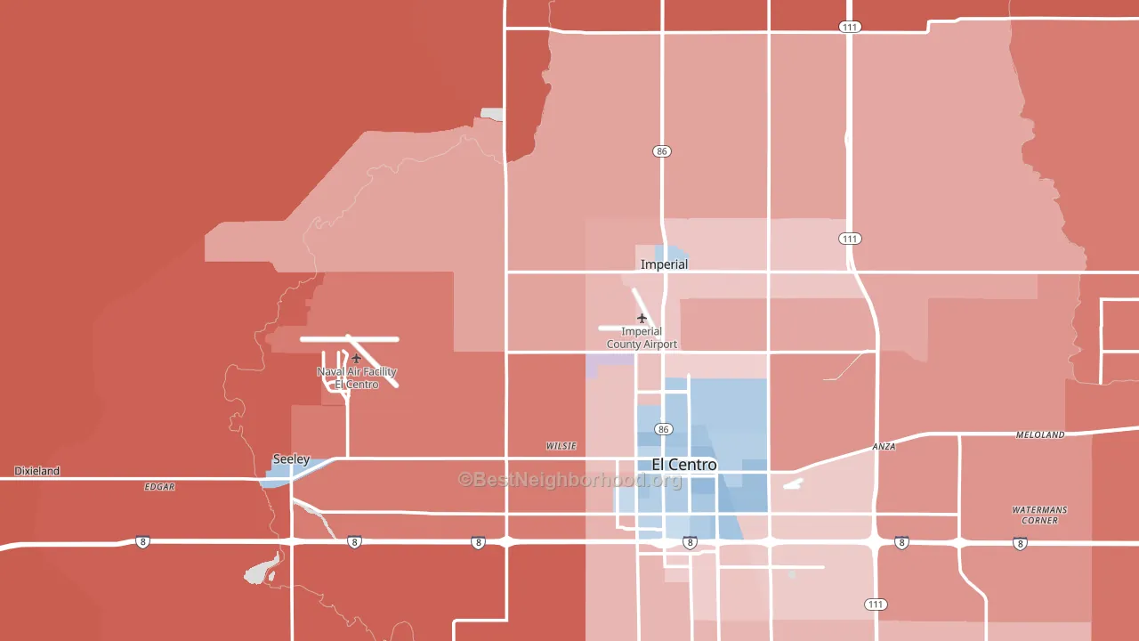 92251, CA block-group political-lean map