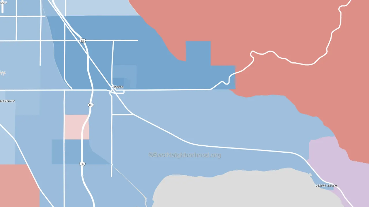 92254, CA block-group political-lean map