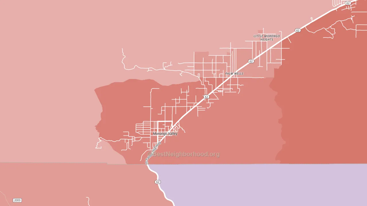 92256, CA block-group political-lean map