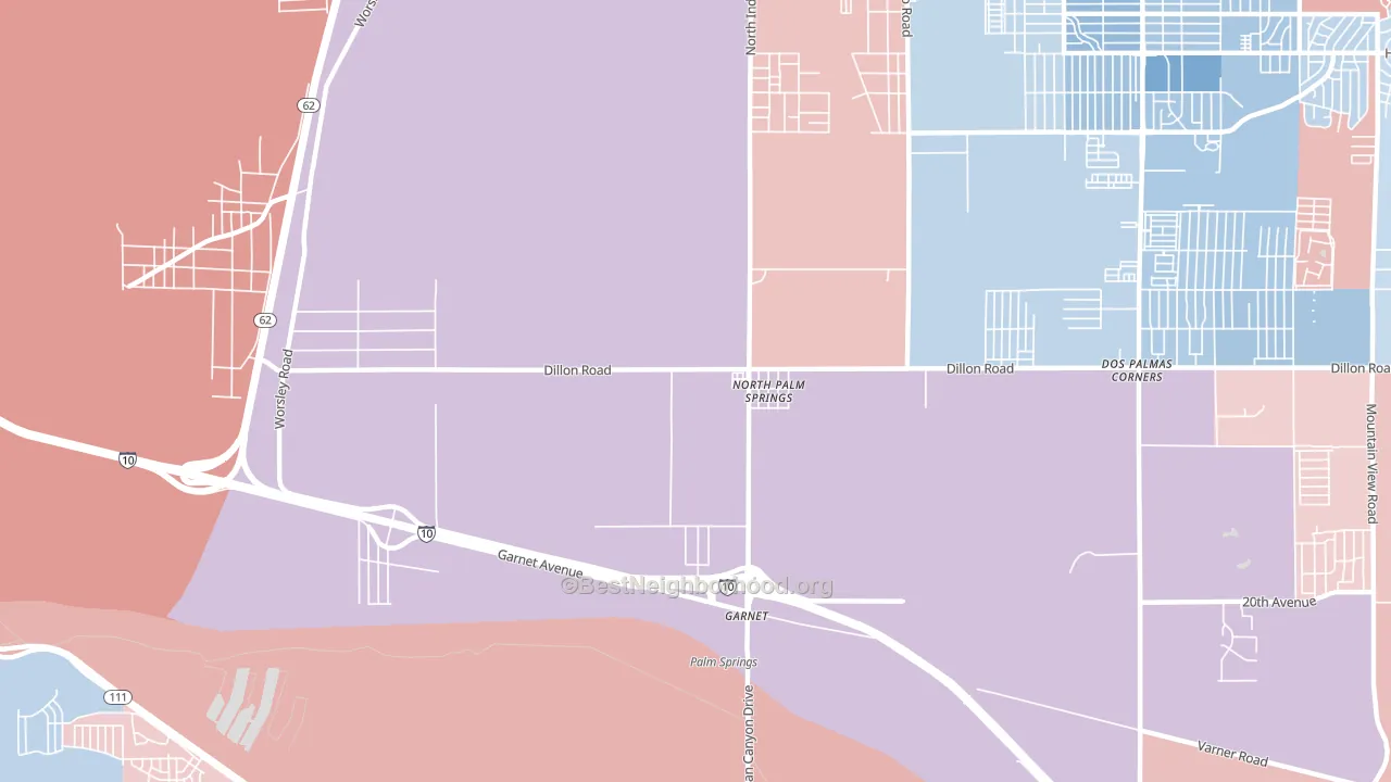 92258, CA block-group political-lean map