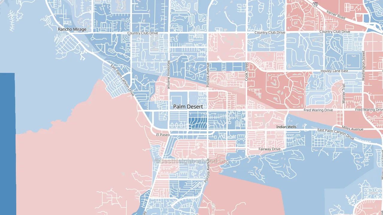 92260, CA block-group political-lean map
