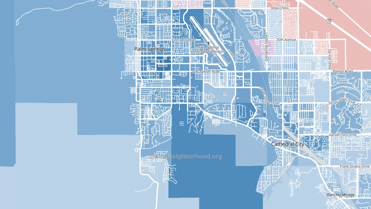92264, CA block-group political-lean map