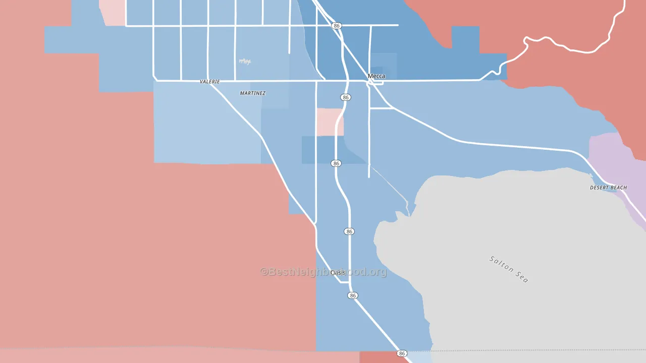 92274, CA block-group political-lean map