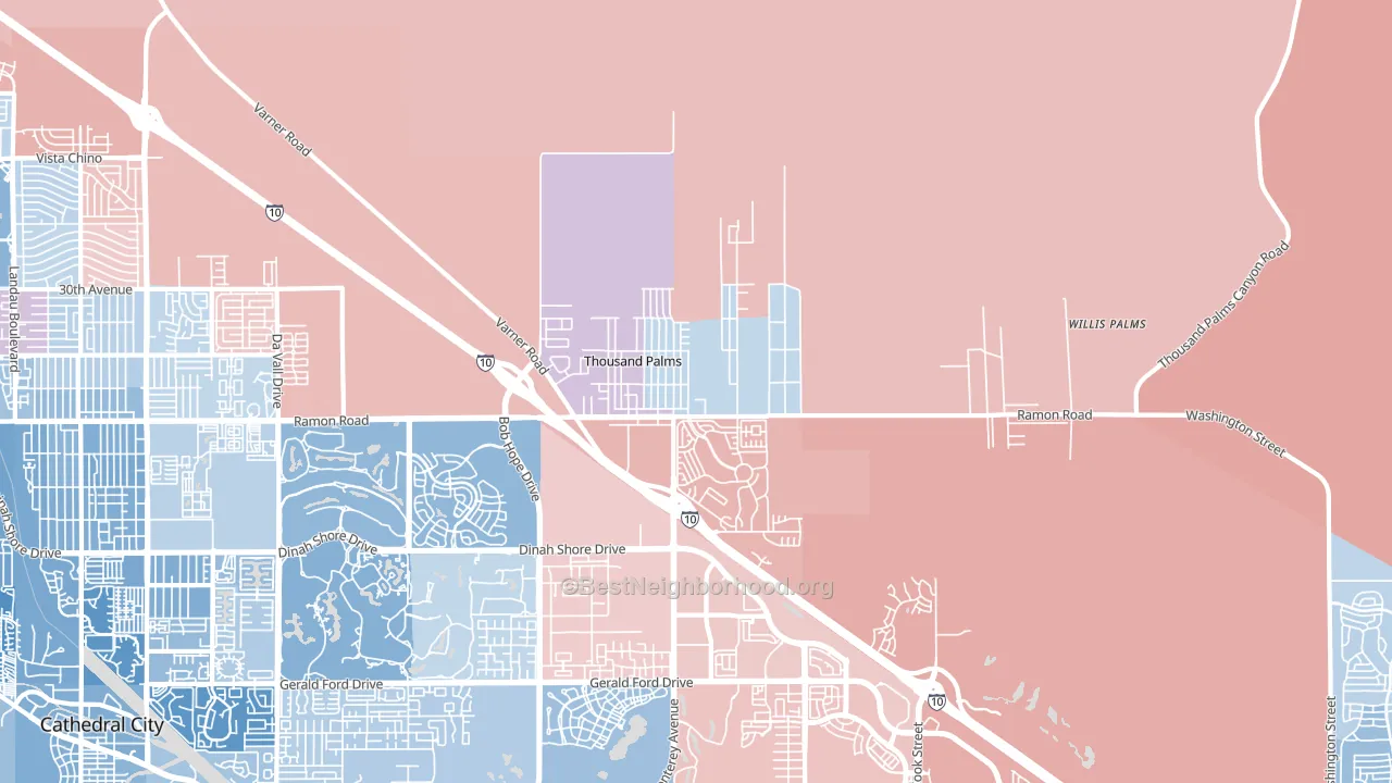 92276, CA block-group political-lean map