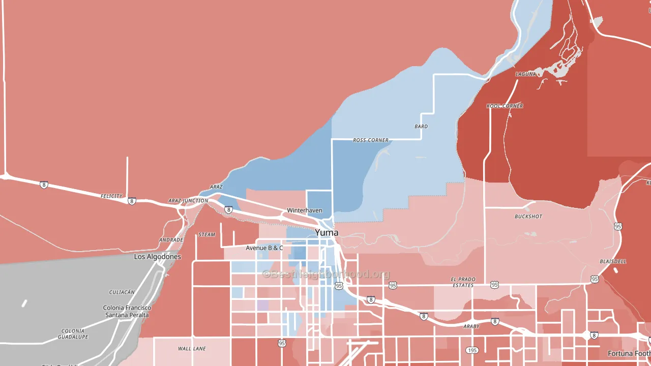 92283, CA block-group political-lean map