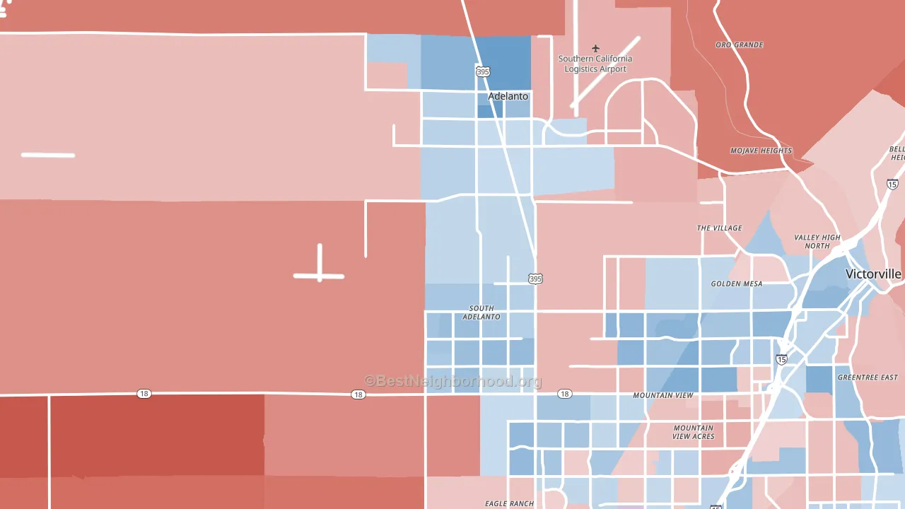 92301, CA block-group political-lean map