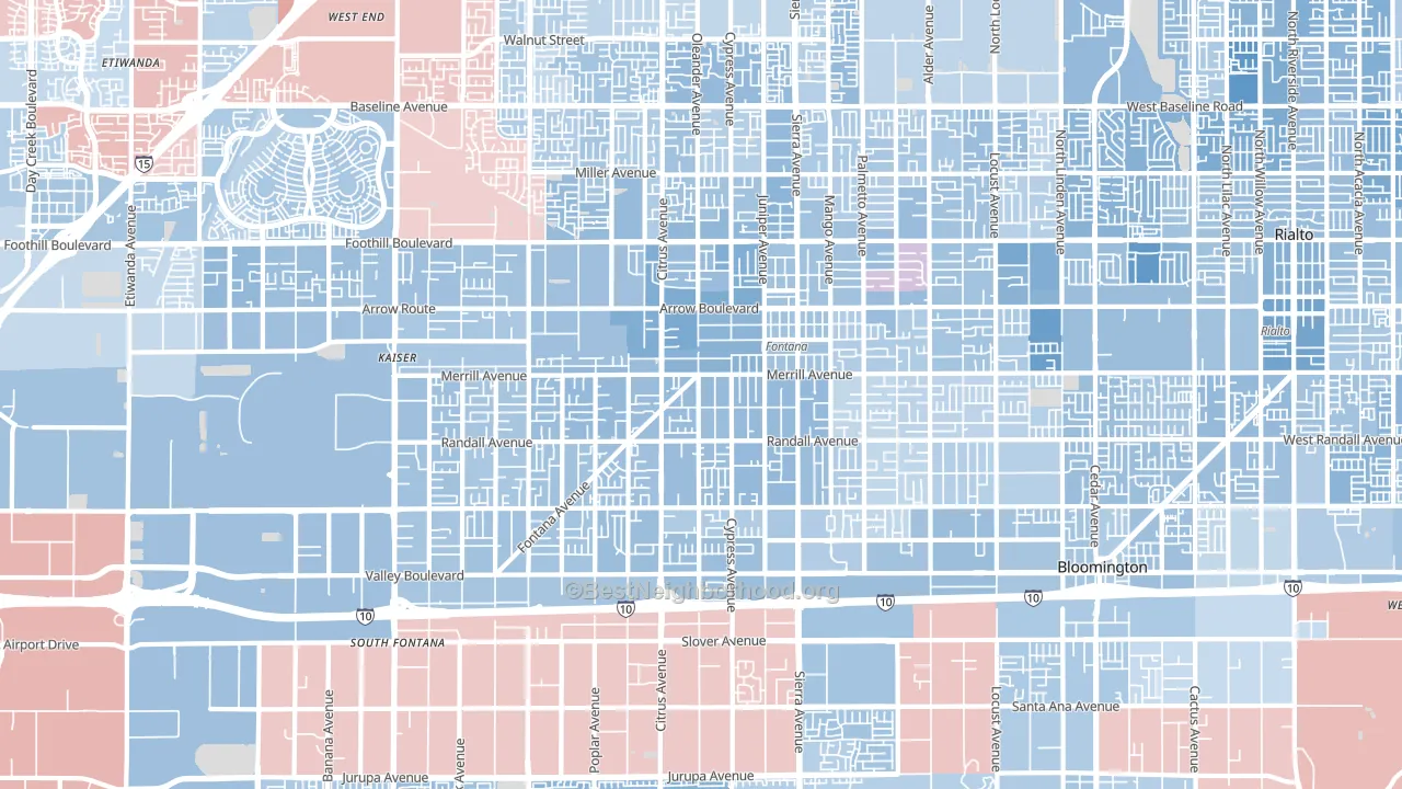 92335, CA block-group political-lean map