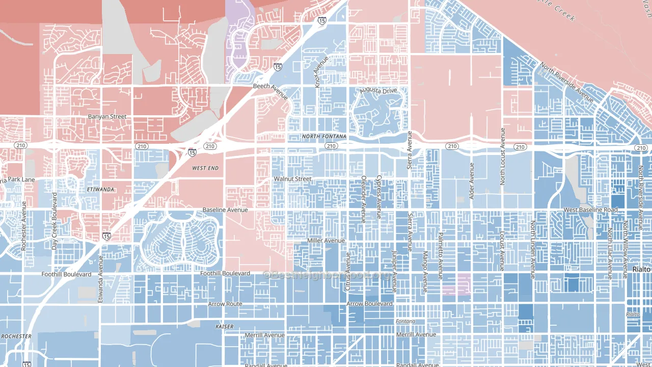 92336, CA block-group political-lean map