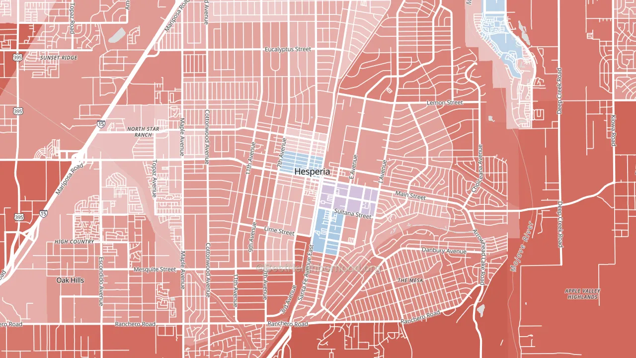 92345, CA block-group political-lean map