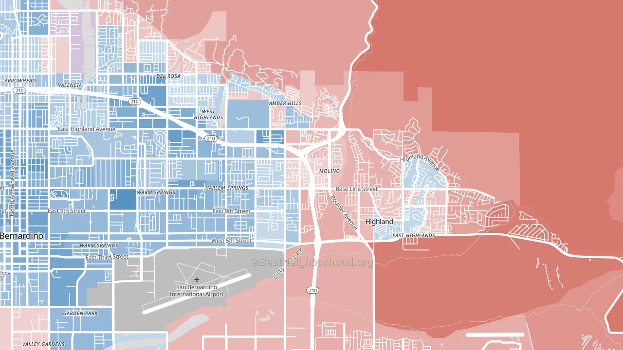 92346, CA block-group political-lean map