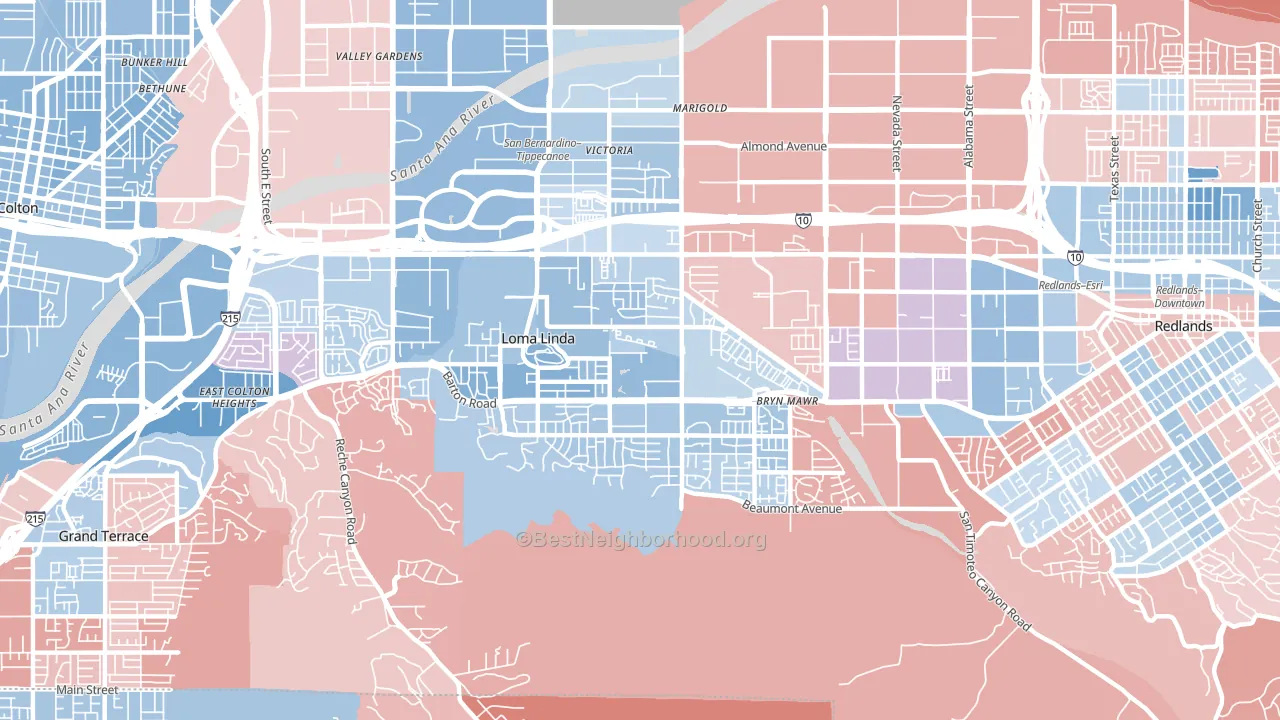 92354, CA block-group political-lean map