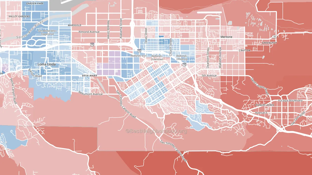 92373, CA block-group political-lean map