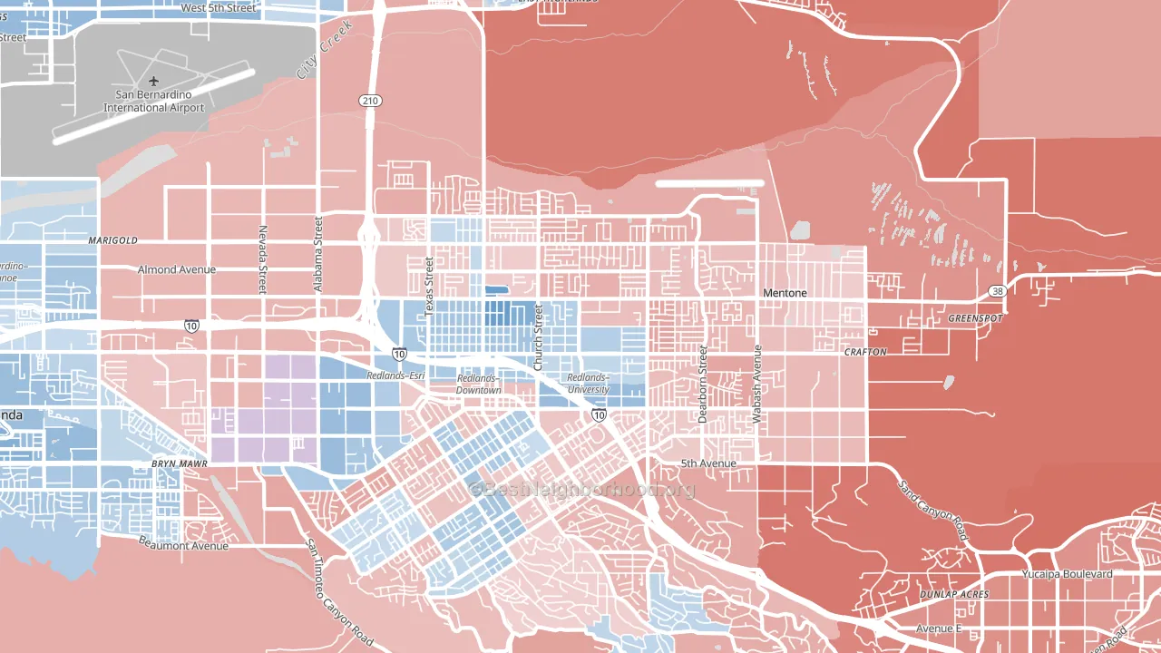 92374, CA block-group political-lean map