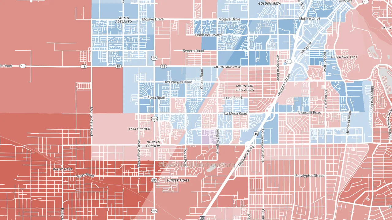 92392, CA block-group political-lean map