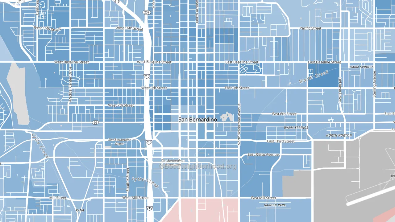 92401, CA block-group political-lean map