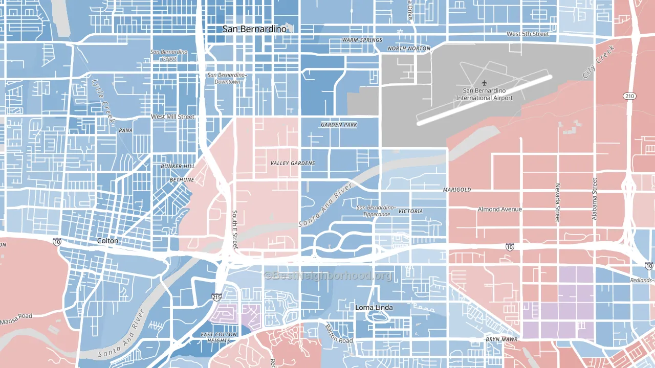 92408, CA block-group political-lean map