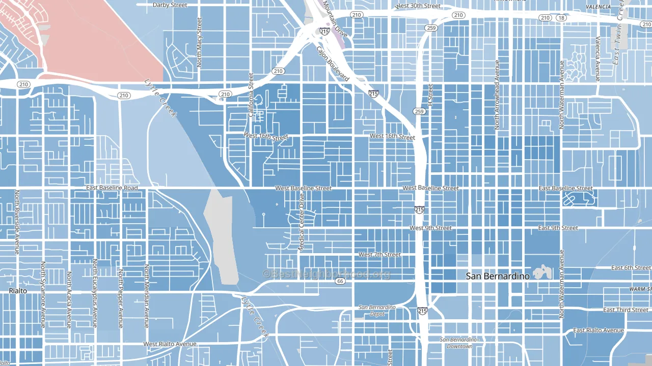 92411, CA block-group political-lean map