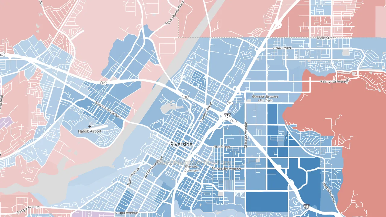 92501, CA block-group political-lean map
