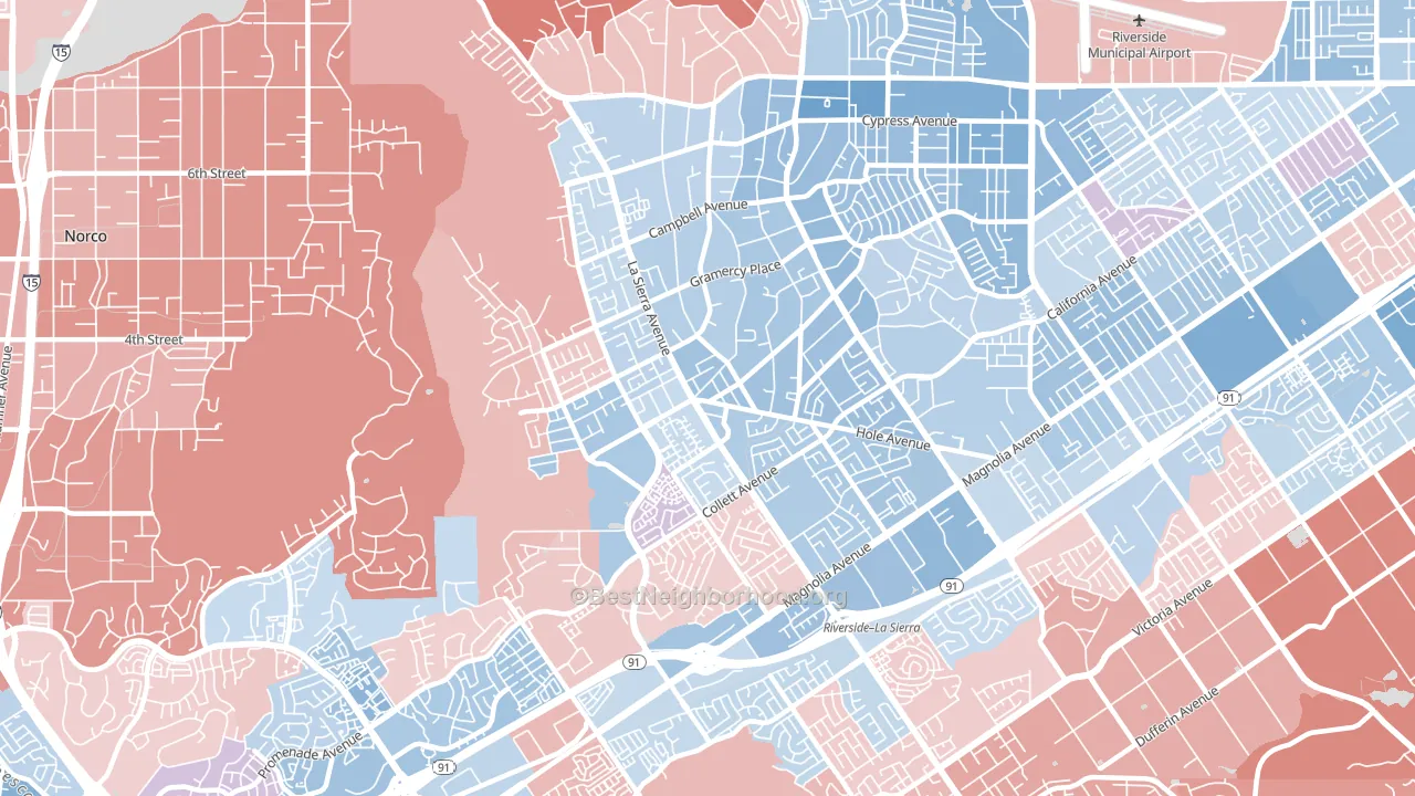 92505, CA block-group political-lean map