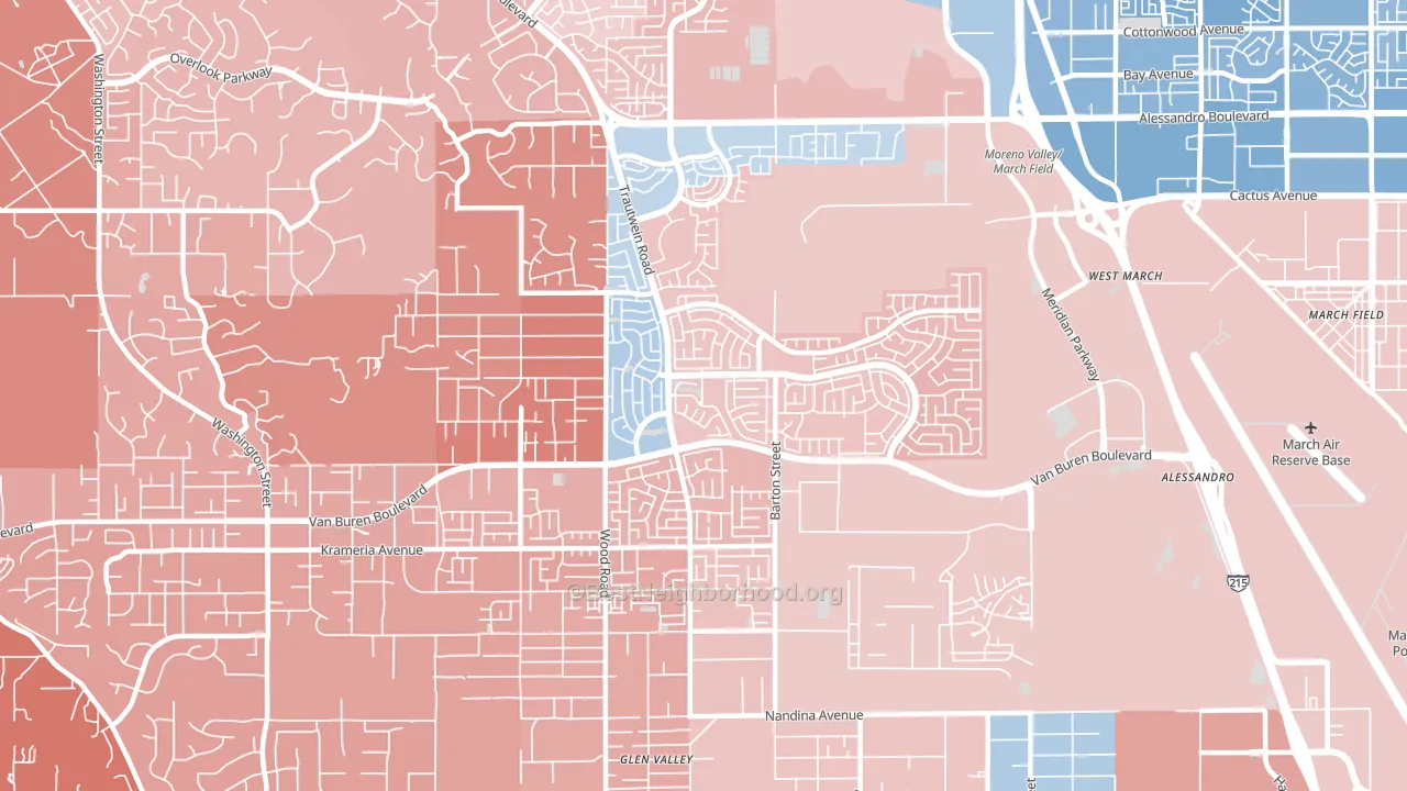 92508, CA block-group political-lean map