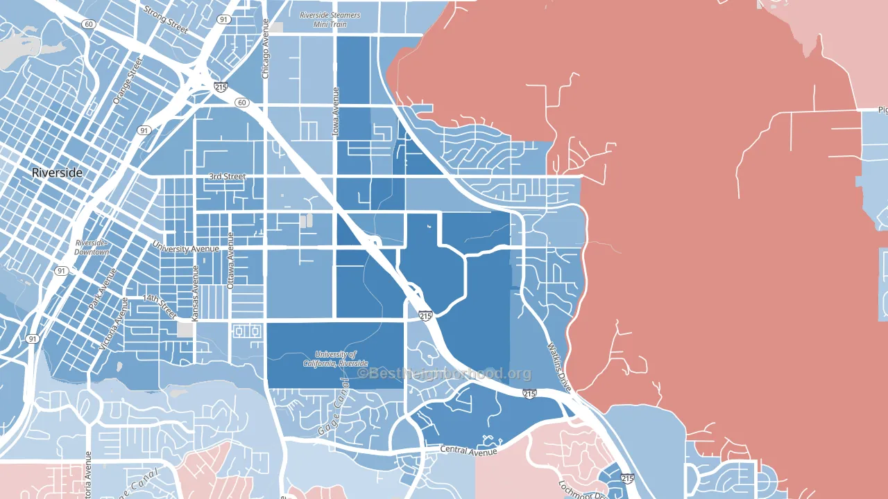 92521, CA block-group political-lean map