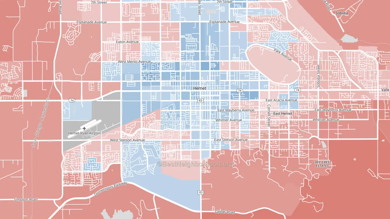 92543, CA block-group political-lean map