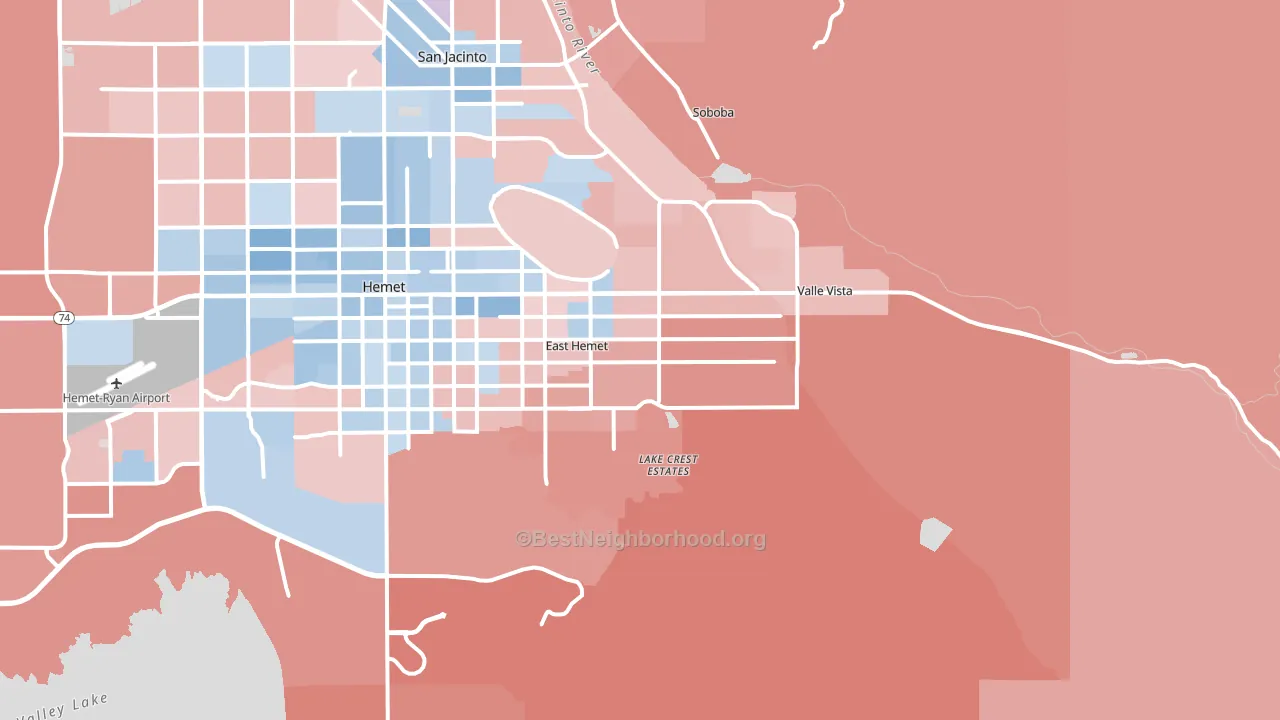 92544, CA block-group political-lean map