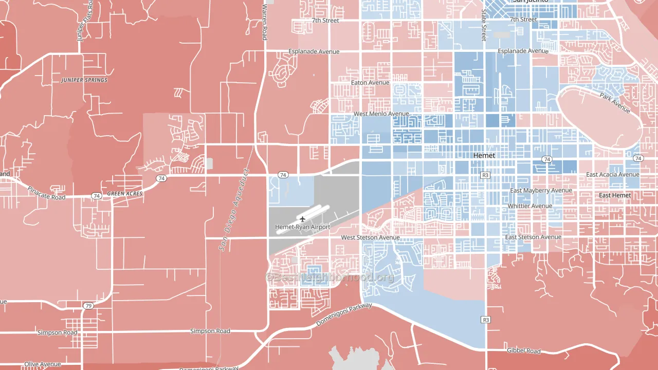 92545, CA block-group political-lean map