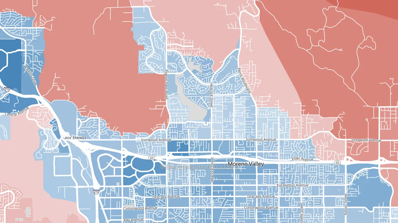92557, CA block-group political-lean map