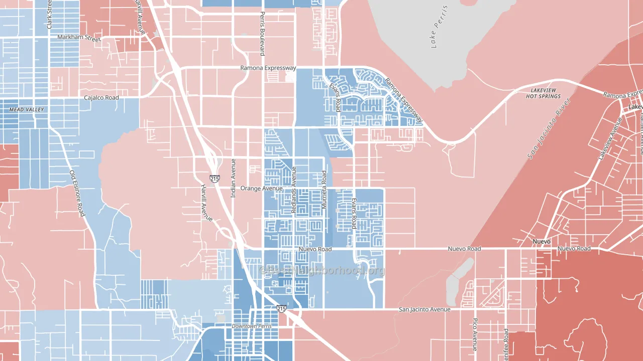 92571, CA block-group political-lean map