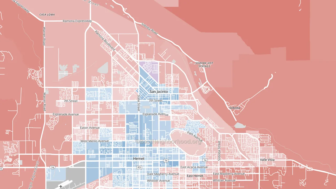 92583, CA block-group political-lean map