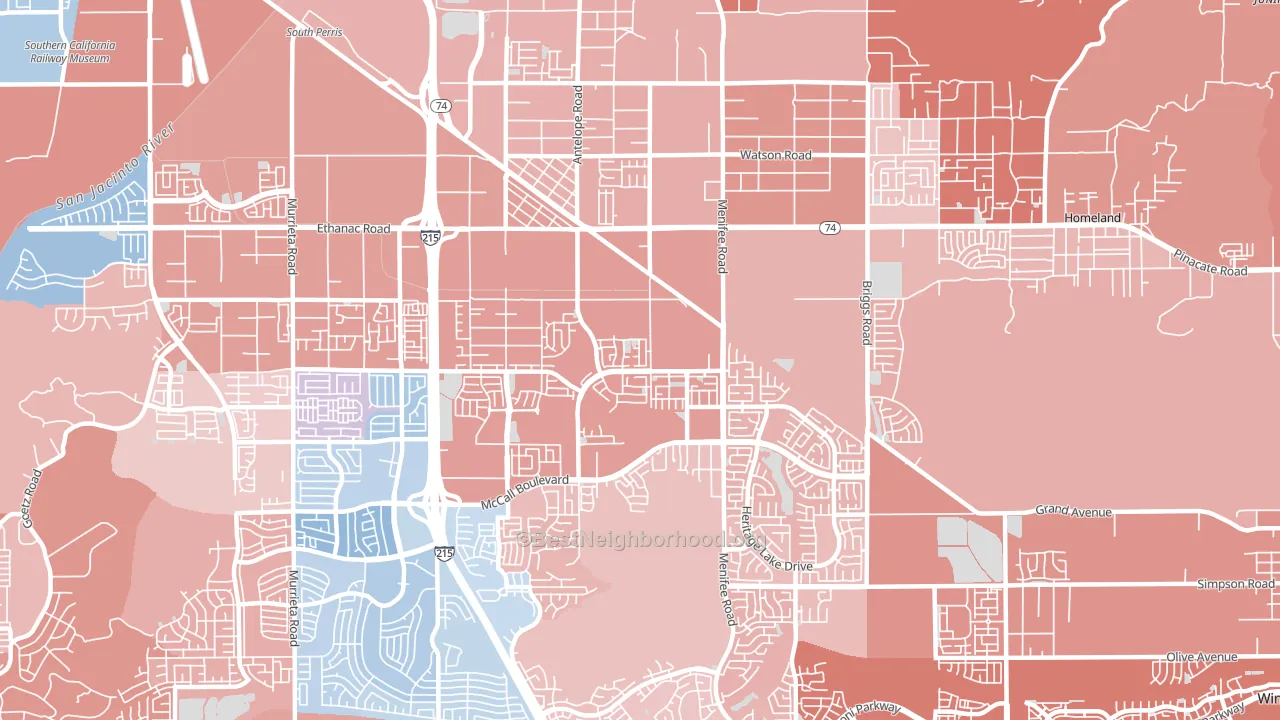 92585, CA block-group political-lean map