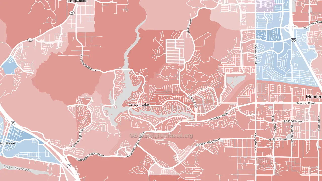92587, CA block-group political-lean map